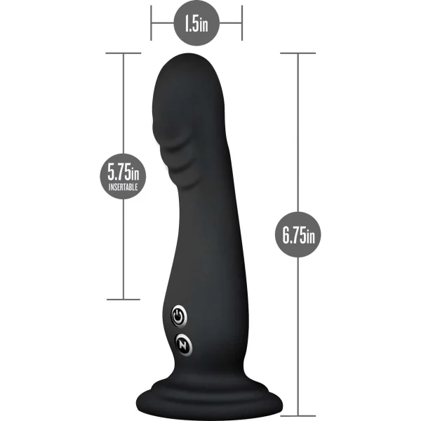 Impressions Amsterdam Rechargeable Waterproof Silicone G-Spot Suction Cup Vibrator By Blush - Black