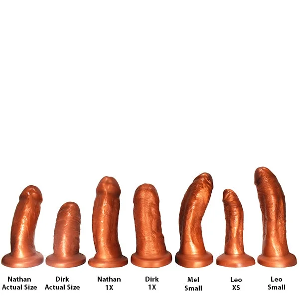 SquarePegToys® Nathan Harness SuperSoft Bronze Silicone Dildo with Suction Cup