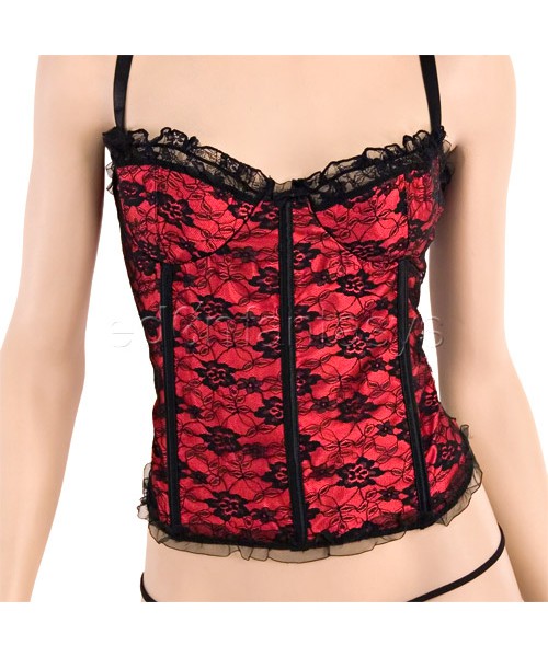 Red satin and lace bustier