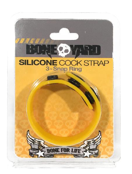 Boneyard Silicone Cock Strap - 3 Snap Ring - Yellow