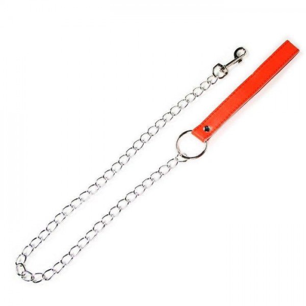 Red Hot Fur Lined Collar With Chain Leash