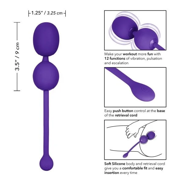 Rechargeable Silicone Vibrating Dual Kegel Balls By CalExotics - Purple — image 9 of 13