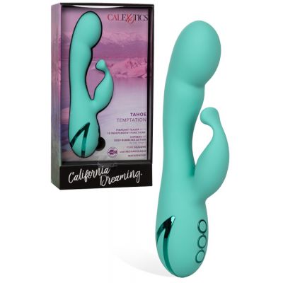 California Exotic 8 25 Double Rumble Silicone Rabbit with Flicking Teaser