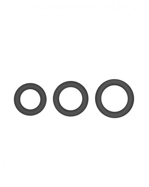 Hombre Snug Fit Silicone Thick Cock Rings 3 Pack - Charcoal