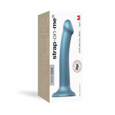Strap on Me Duck Egg Blue Metallic Shine Mono Density Dildo Medium