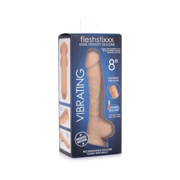 Fleshstixxx Vibrating Rechargeable Dong 8 In. Tan — image 13 of 13