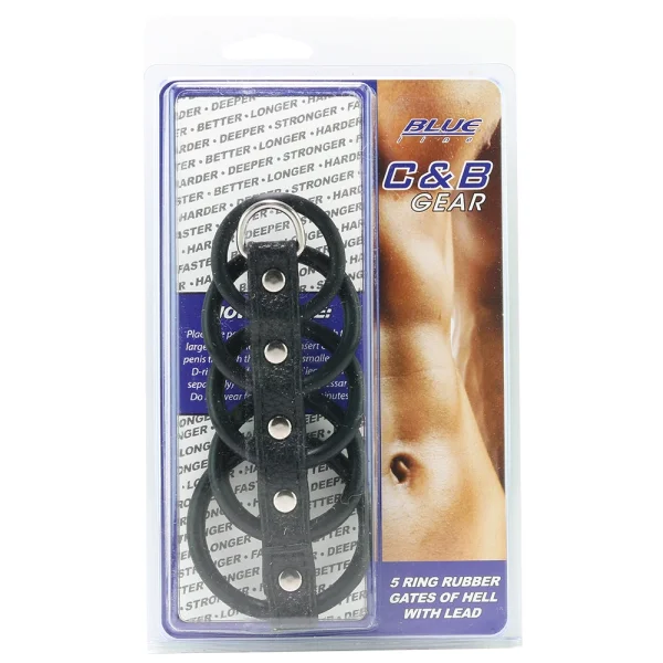 5 Ring Rubber Gates of Hell Cock Cage with Lead