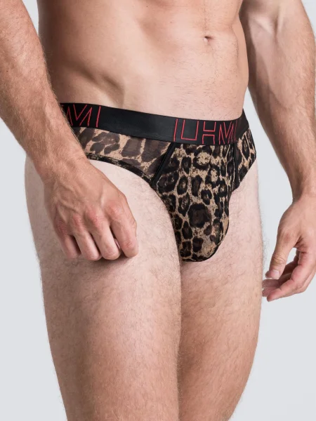 LHM Leopard Print Mesh Thong