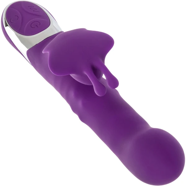 Enchanted Flutter Rechargeable Dual Stimulation Silicone Vibrator With Thrusting Tip & Rotating Beads By CalExotics