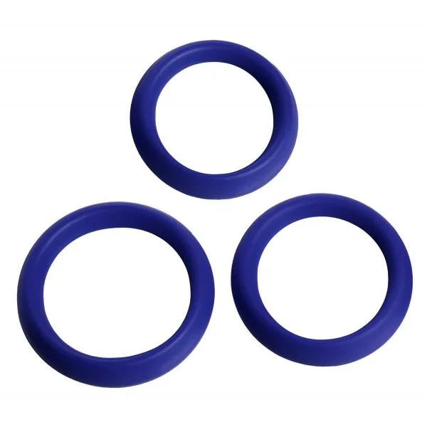 3 Piece Silicone Erection Rings - Blue