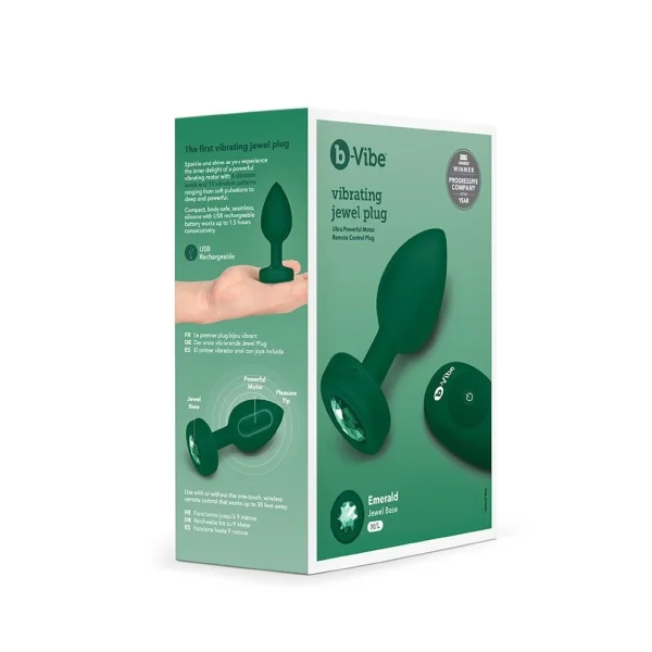 B-vibe Vibrating Jewels - Remote Control- Rechargeable - Emerald (m/l)