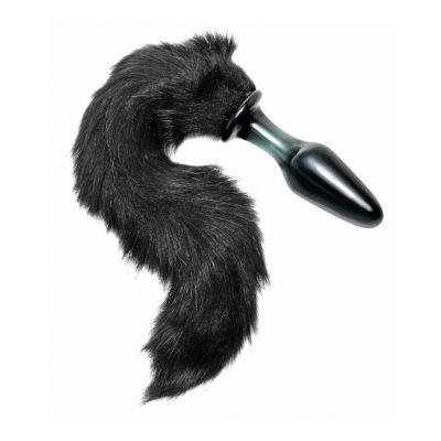 Midnight Fox Glass Butt Plug With Tail 17 Inch