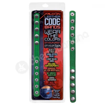 Falcon Leather Code Band Green Cock Ring