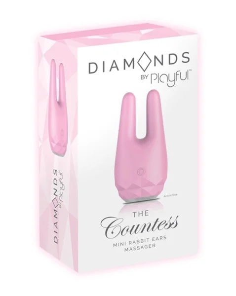 Diamonds - The Countess Mini Rabbit Ears Massager (Pink)