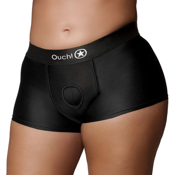 Ouch! Black Vibrating Strap-on Boxer