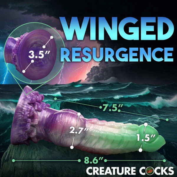 Aqua Phoenix 8.5" Silicone Suction Cup Dildo By Creature Cocks