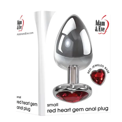 Small Red Heart Gem Anal Plug Chrome Red
