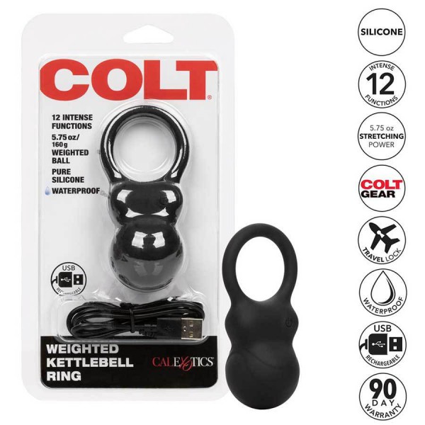 Colt Weighted Kettlebell Vibrating Cock Ring | 5.75 oz Heavy Stretching Device