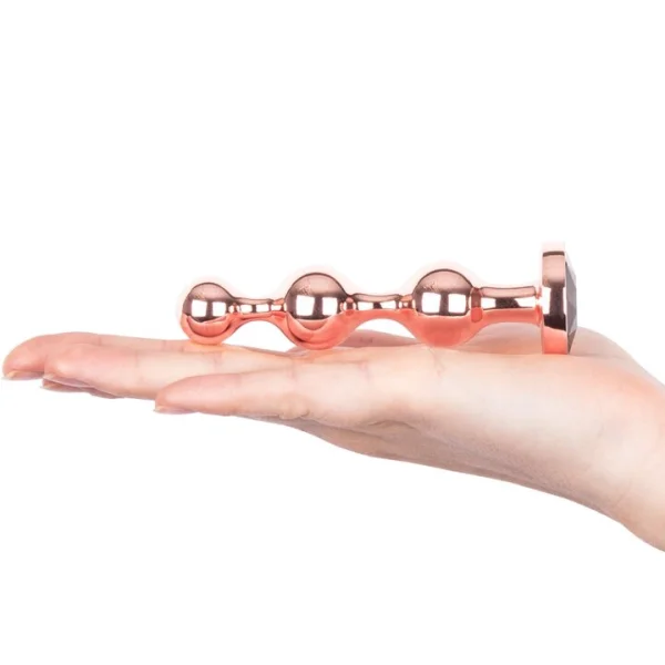 Bejewelled Rose Gold Steel Beaded Butt Plug - 4, 4.5 or 5 Inch