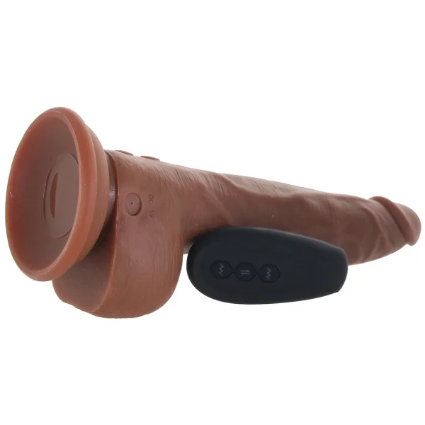 Thrust In Me Silicone Thrusting Vibrating Realistic Dong With Remote By Evolved Novelties - Caramel