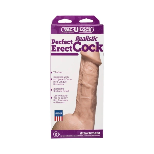 Vac-U-Lock 7" Realistic Perfect Erect Cock - Beige