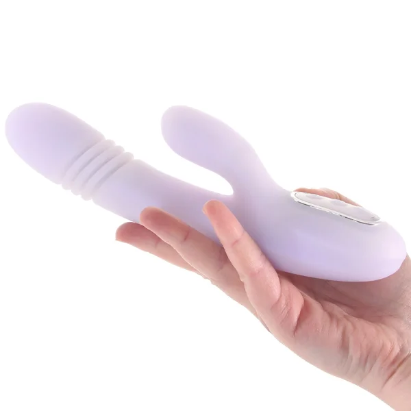 Playboy Pleasure Bumping Bunny Warming Rechargeable Silicone Thrusting Rabbit Vibrator - Lavender