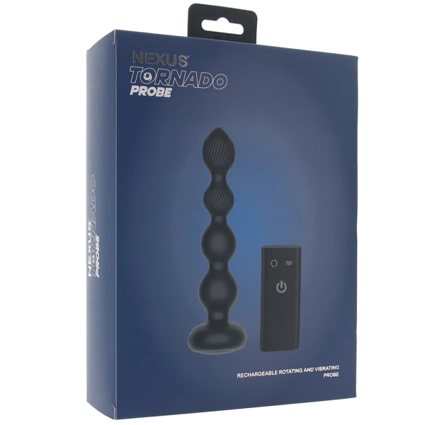 Nexus Tornado Probe Rechargeable Waterproof Silicone Rotating & Vibrating Anal Beads With Remote