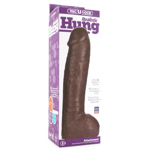 Doc Johnson Vac-U-Lock Realistic Hung 12" Cock - Chocolate