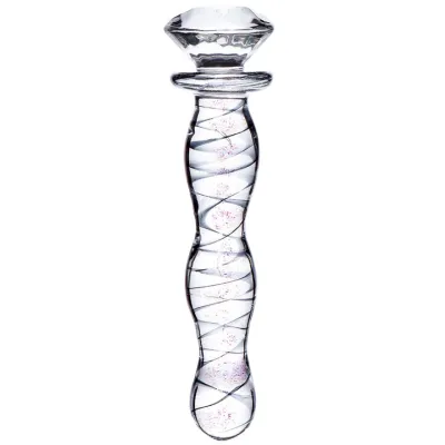 Glacier Glass Nebula Glitter Spiral Diamond Dildo 6 5 Inch