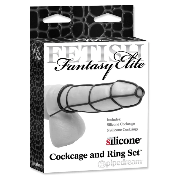 Fetish Fantasy Elite Cockcage And Ring Set Black