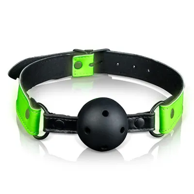 Ouch Glow In the Dark Bonded Leather Breathable Ball Gag