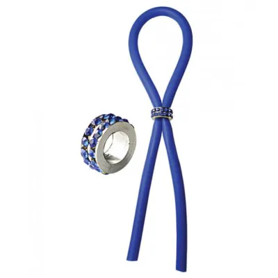 Bolo Lasso Silicone Ring Blue Gems Bead Slider