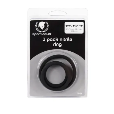 Spartacus Nitrile Cock Ring Set in Black