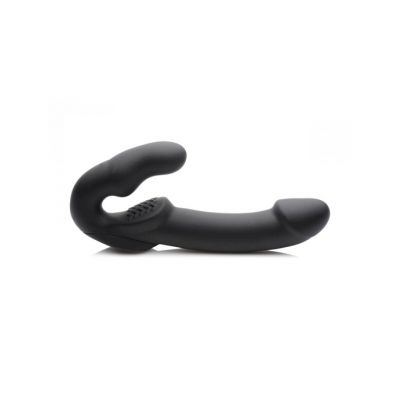Evoke Rechargeable Vibrating Silicone Strapless Strap on Black