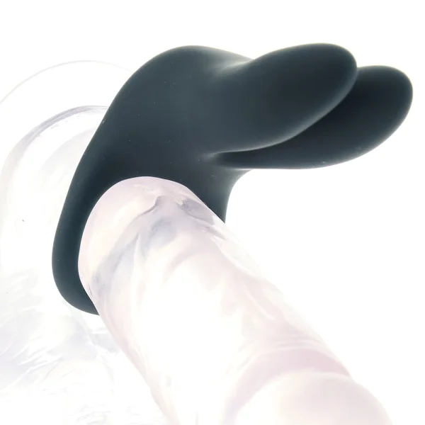 Sexy Bunny Rechargeable Silicone Vibrating Cock Ring by VeDO - Black Pearl