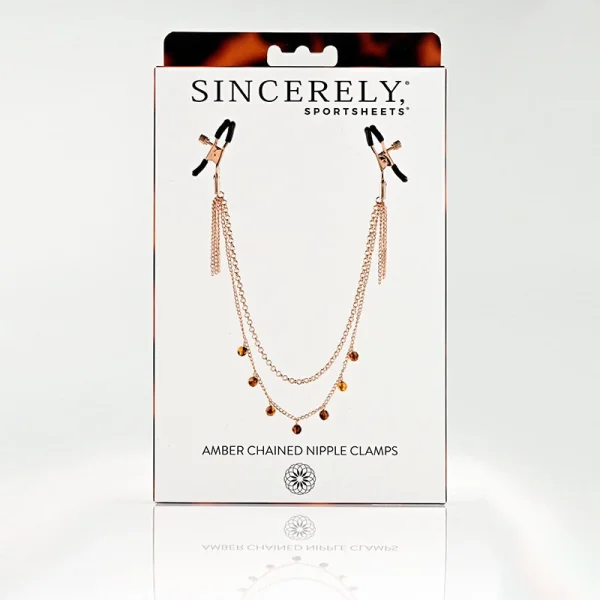 Sincerely Amber Chained Nipple Clamps By Sportsheets