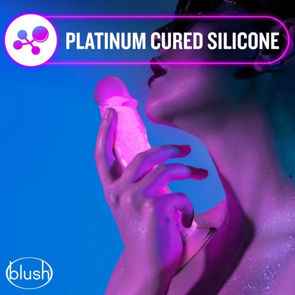 Blush Neo Elite GLOW in the Dark 7.5 Inch with Balls Silicone Dual Density Suction Cup Dildo