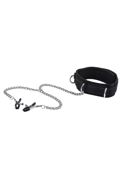 Ouch! Velcro Collar with Nipple Clamps