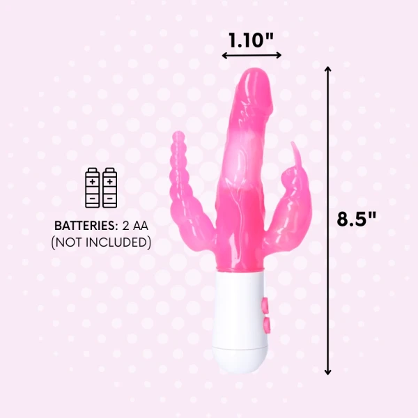 Vibrating Triple Pleasure Stimulator in Pink