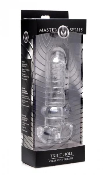 Tight Hole Clear Ribbed Penis Sheath
