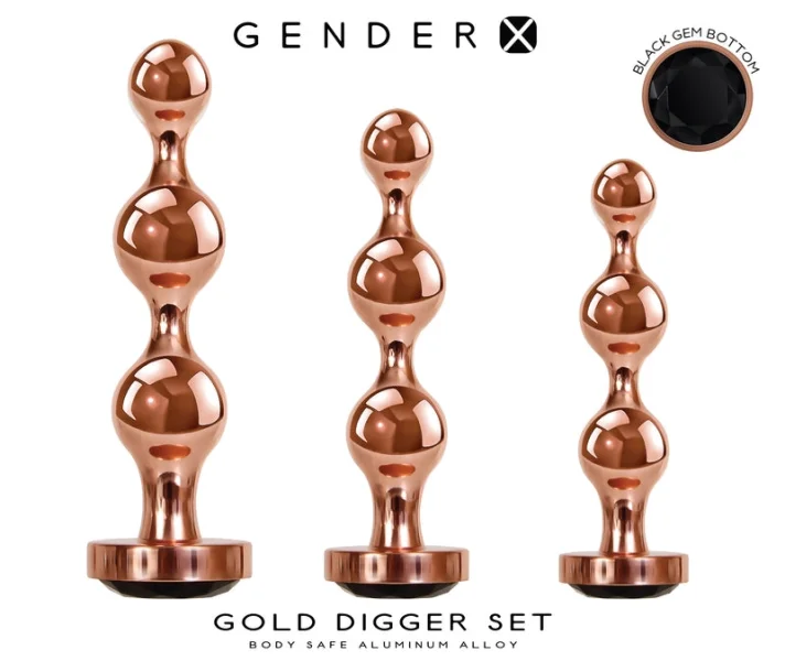 Gold Digger Set, 3-Pack Metal Anal Beads