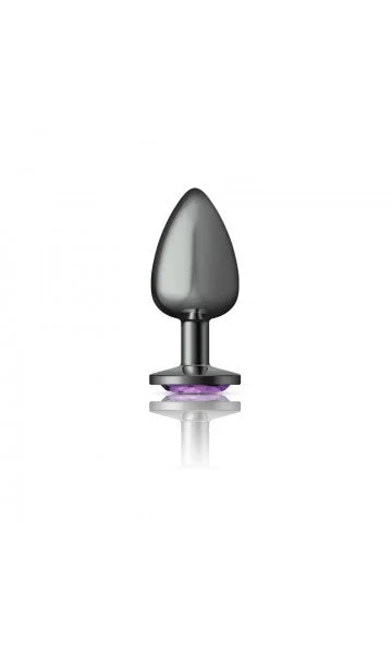 Cheeky Charms Gunmetal Grey Butt Plug with Purple Gem