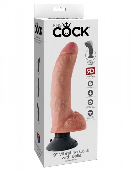 9" Vibrating Cock + Balls