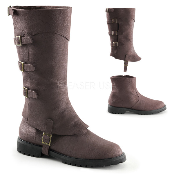 1 1/2 inches Flat Heel Men\'s Buckled Strap Knee High Cuffed Boot — image 5 of 8