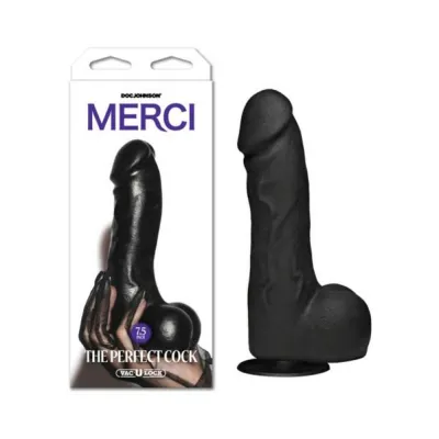 Realistic Dildos Merci The Perfect Cock With Removable Vac u lock Suction Cup 7 5in Black