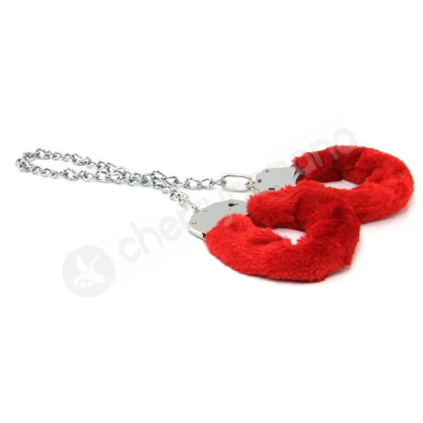 Ouch Red Pleasure Furry Legcuffs