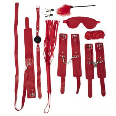 Bondara Red Faux Leather Bondage Set