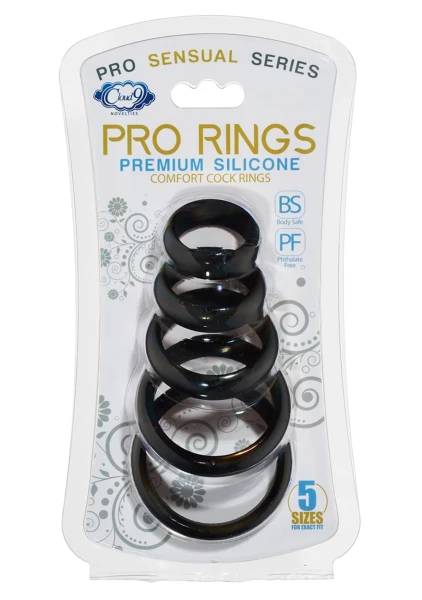 Cloud 9 Comfort Cock Rings with Flat Back 5 Pack Pro Sensual Line