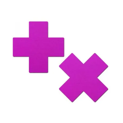 Pastease Plus X Neon Purple Cross Nipple Pasties