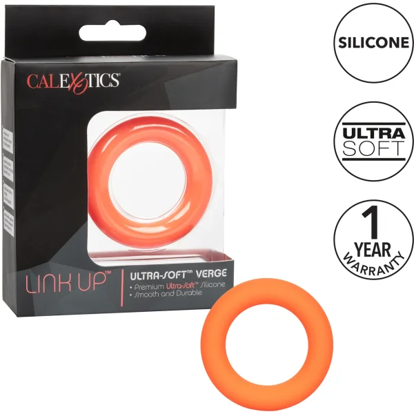 Link Up Ultra-Soft Verge Silicone Cock Ring By CalExotics - Orange — image 6 of 6